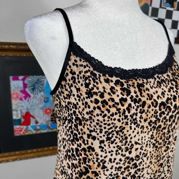 Jockey Leopard Animal Print Camisole with Black Lace Trim and a Silky Feel‎ - Picture 3 of 6